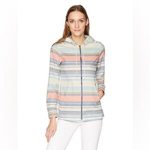 PENDLETON Womens Striped Wool Full Zip Hoodie Medium